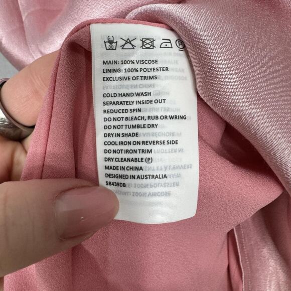 Bardot Dress Womens 8 Blush Pink Rome Diamonte Slip Cutout Maxi Gown Prom Formal - Picture 15 of 16